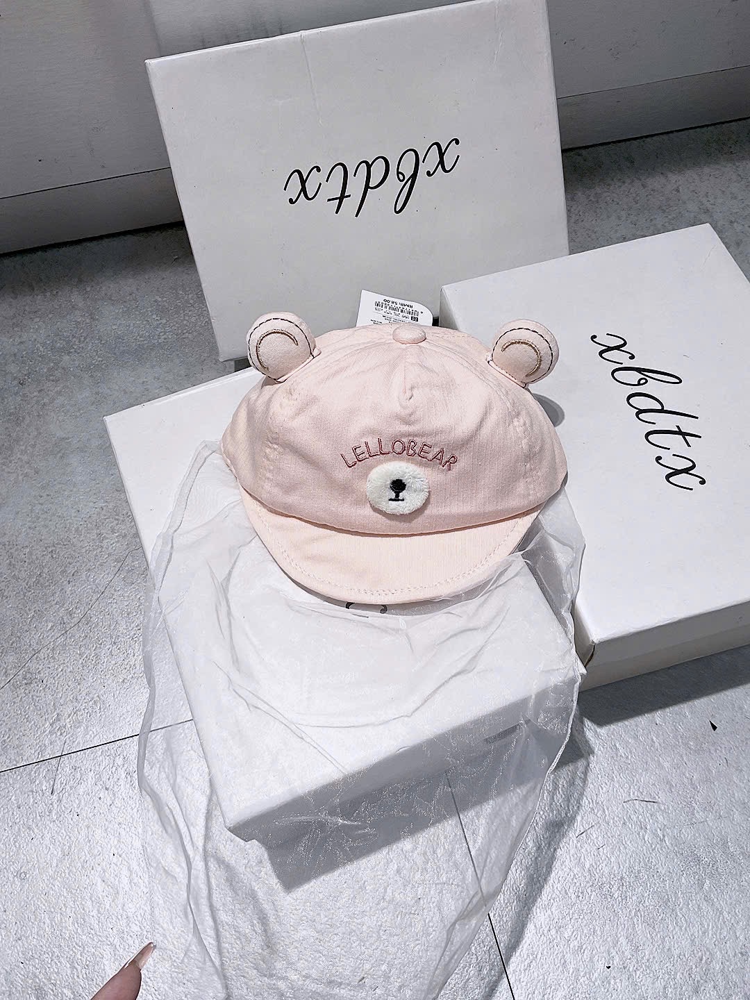 KB - MŨ lưỡi trai voan Gấu Lello Bear(3-8M)