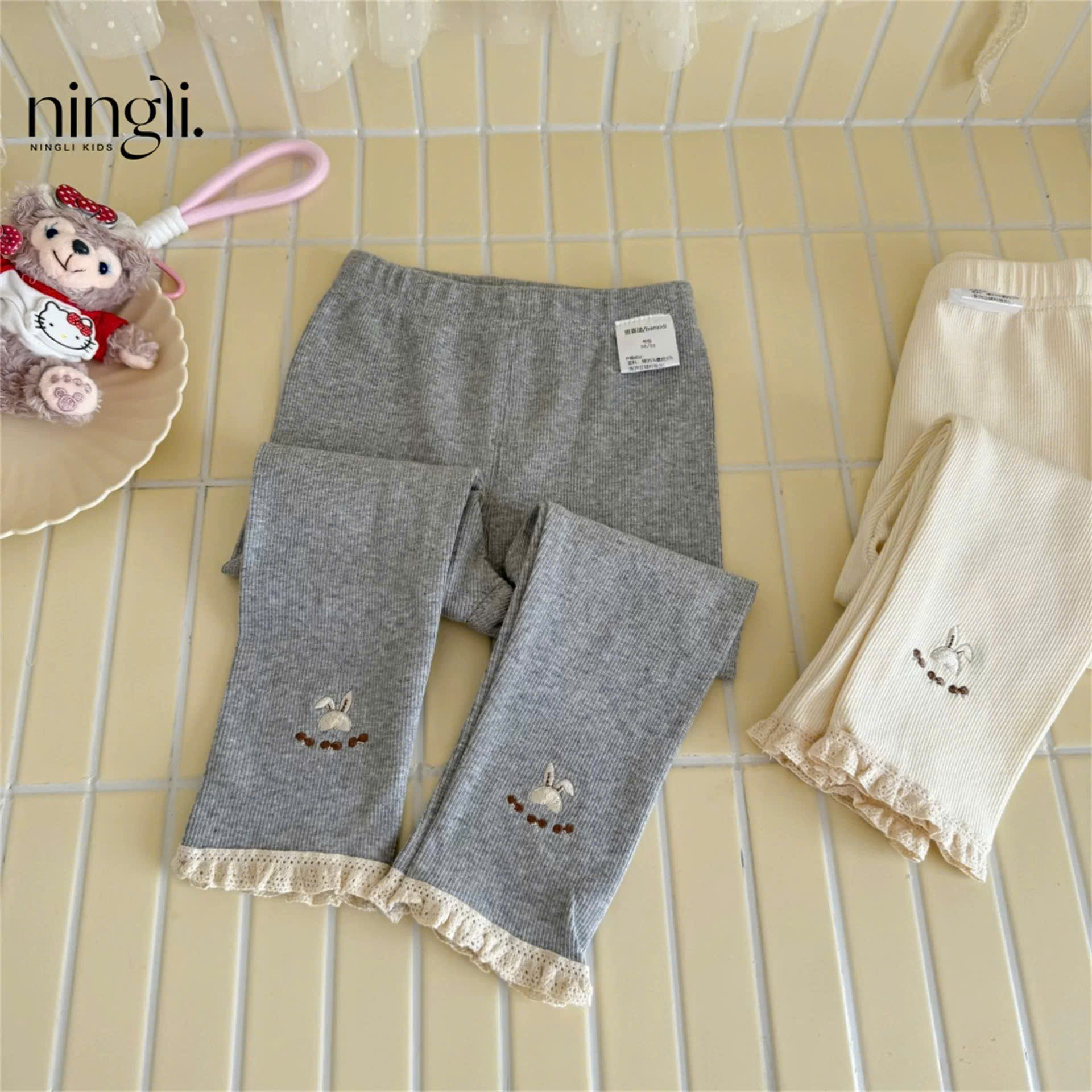 BK - Quần legging thỏ gấu ren(90-140)