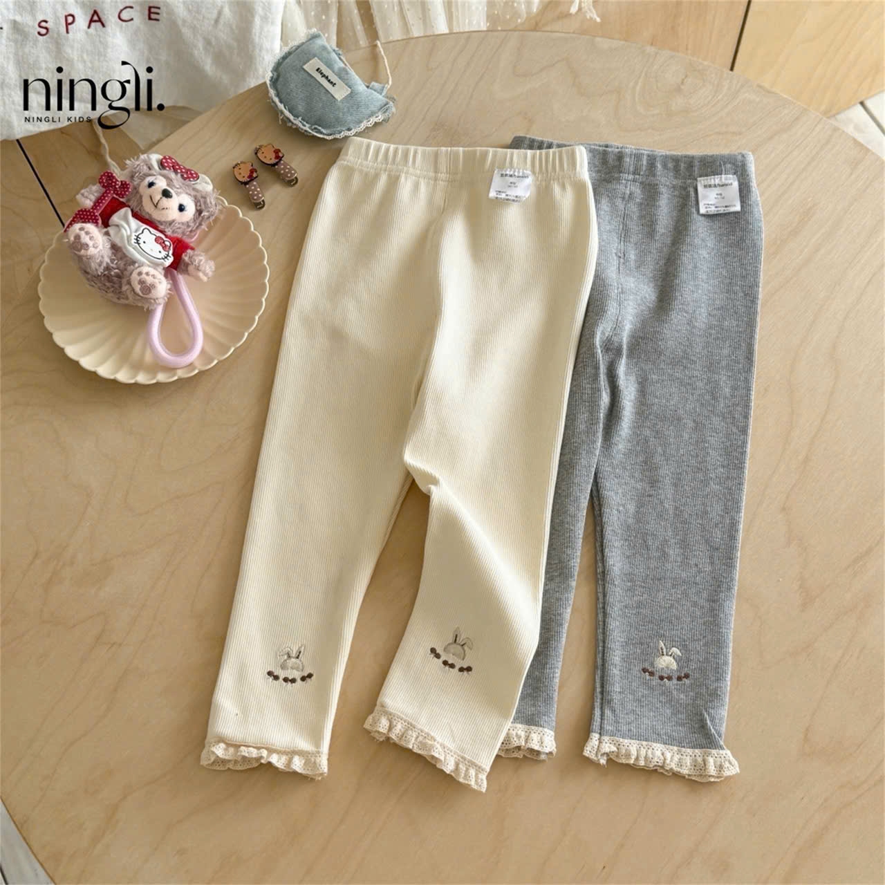 BK - Quần legging thỏ gấu ren(90-140)