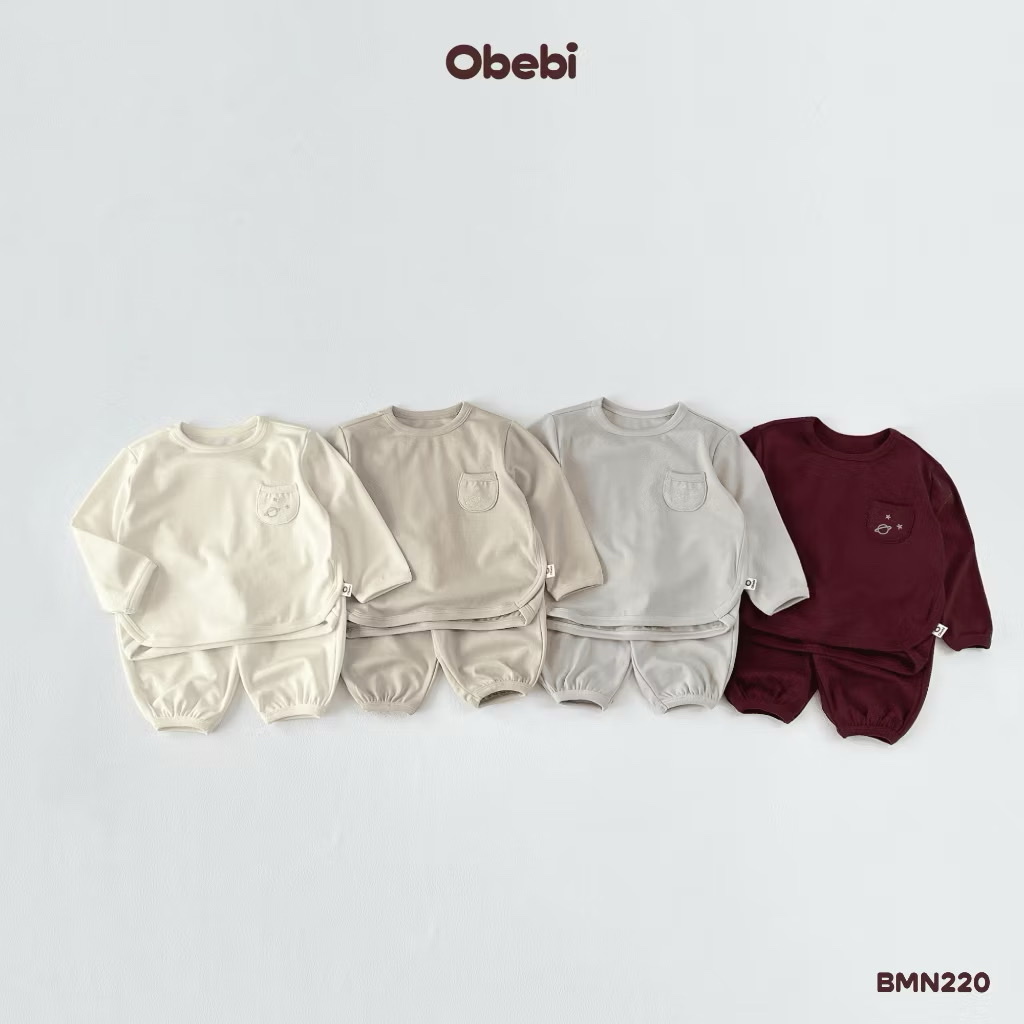OBEBI - Bộ dài tay túi tròn thêu ngôi sao(73-110)