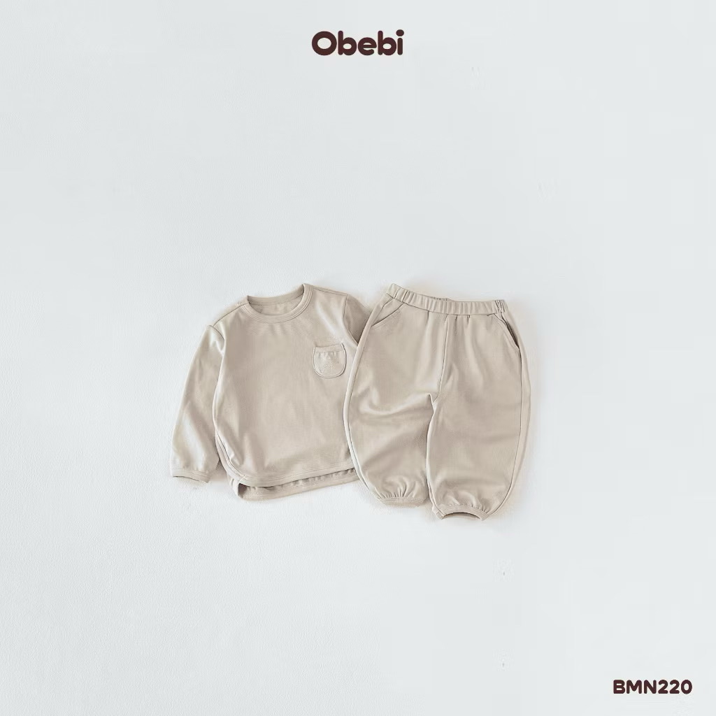 OBEBI - Bộ dài tay túi tròn thêu ngôi sao(73-110)