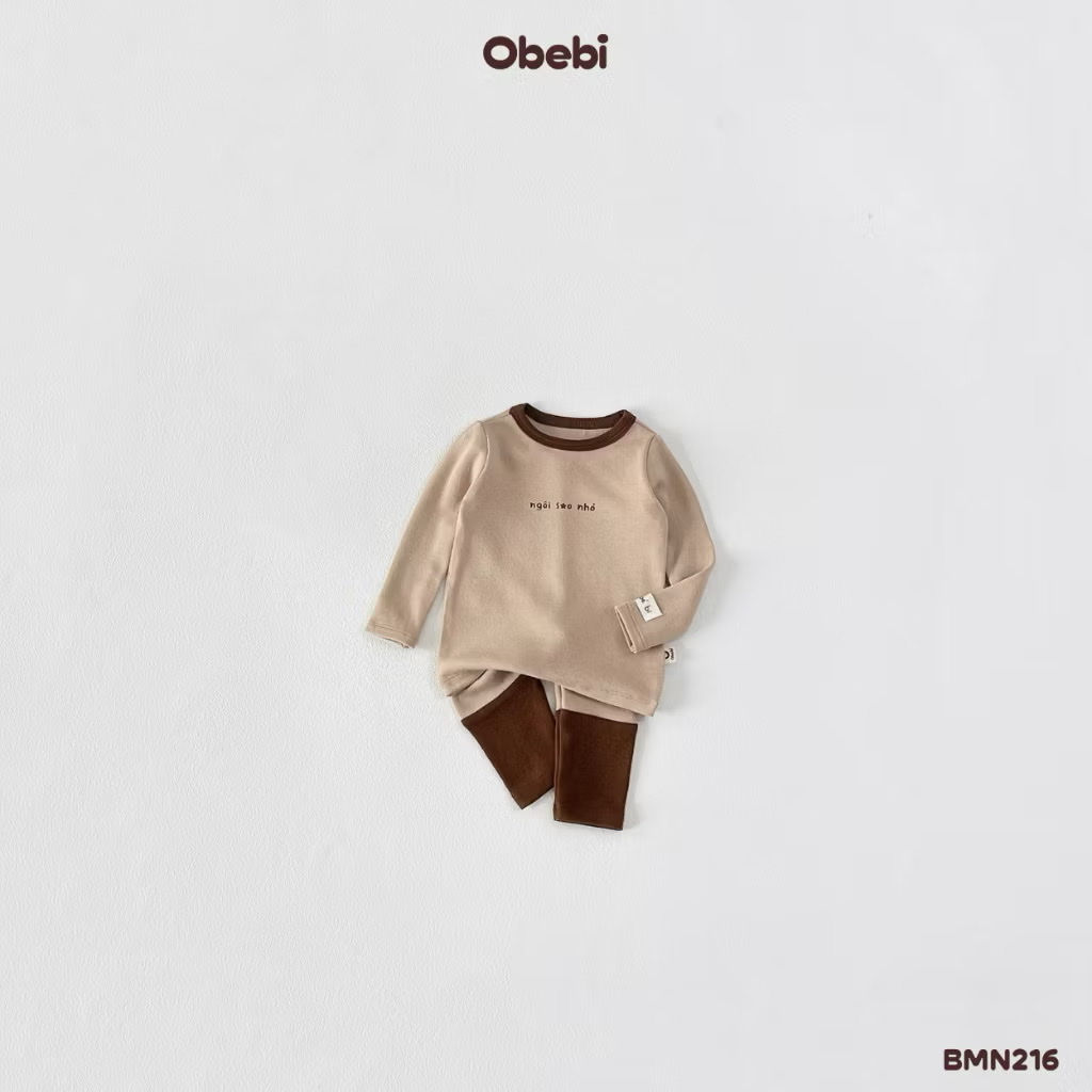 OBEBI - Bộ dài tay phối màu ngôi sao nhỏ(66-110)