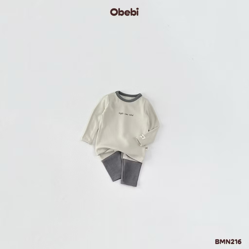 OBEBI - Bộ dài tay phối màu ngôi sao nhỏ(66-110)