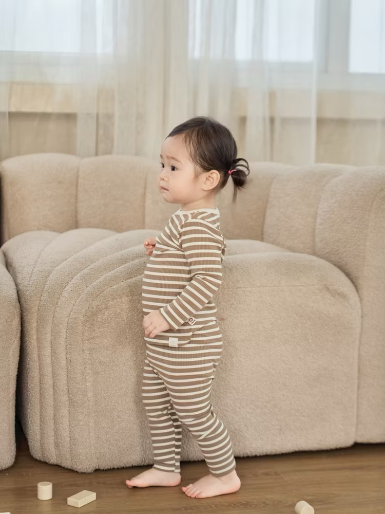 OBEBI - Bộ mặc nhà kẻ đính mác(66-110)