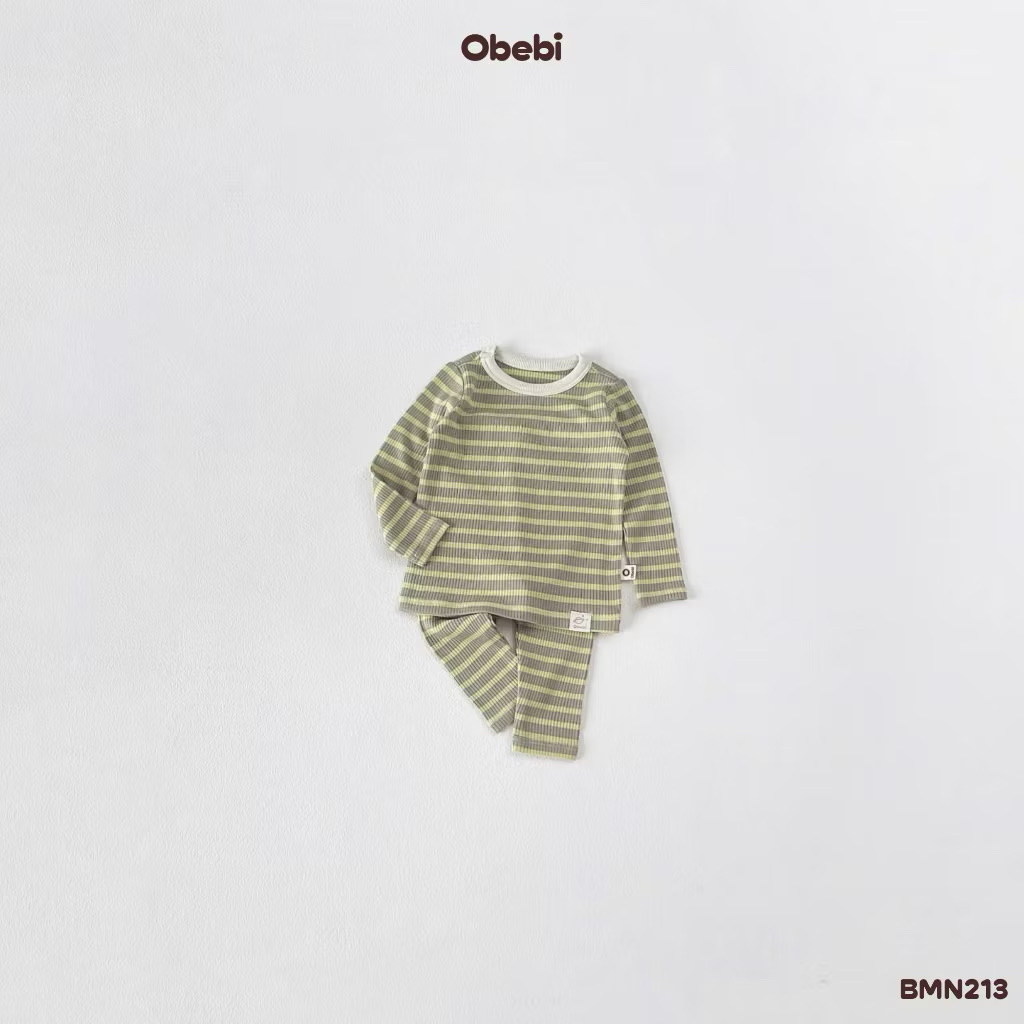 OBEBI - Bộ mặc nhà kẻ đính mác(66-110)