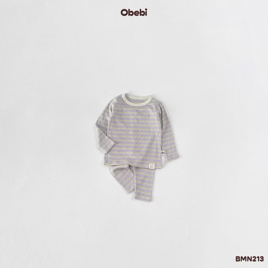 OBEBI - Bộ mặc nhà kẻ đính mác(66-110)