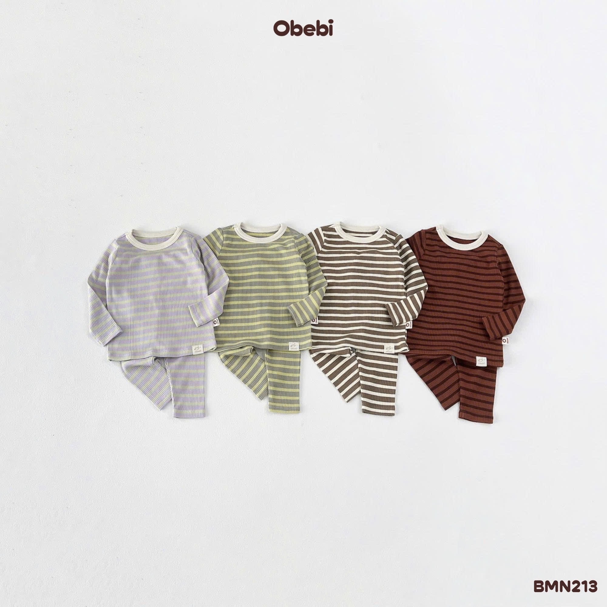 OBEBI - Bộ mặc nhà kẻ đính mác(66-110)