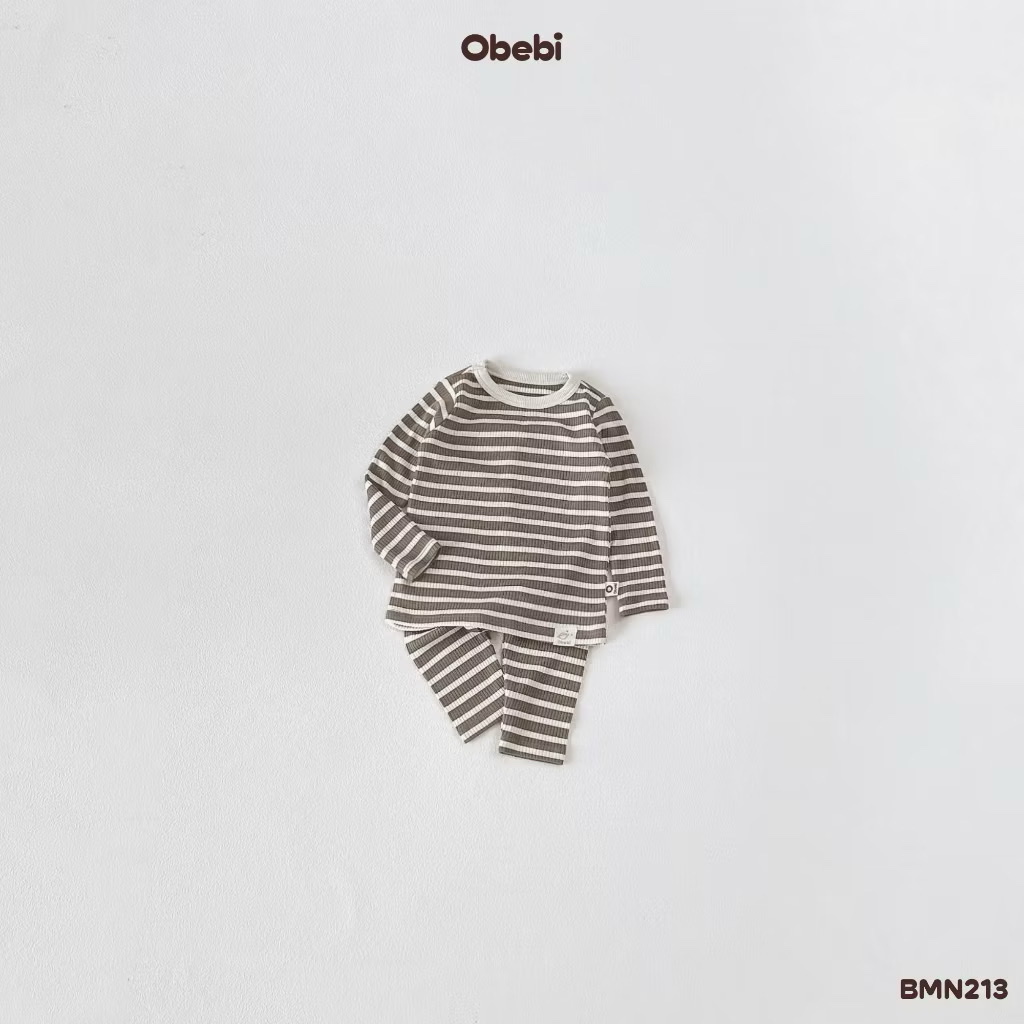 OBEBI - Bộ mặc nhà kẻ đính mác(66-110)
