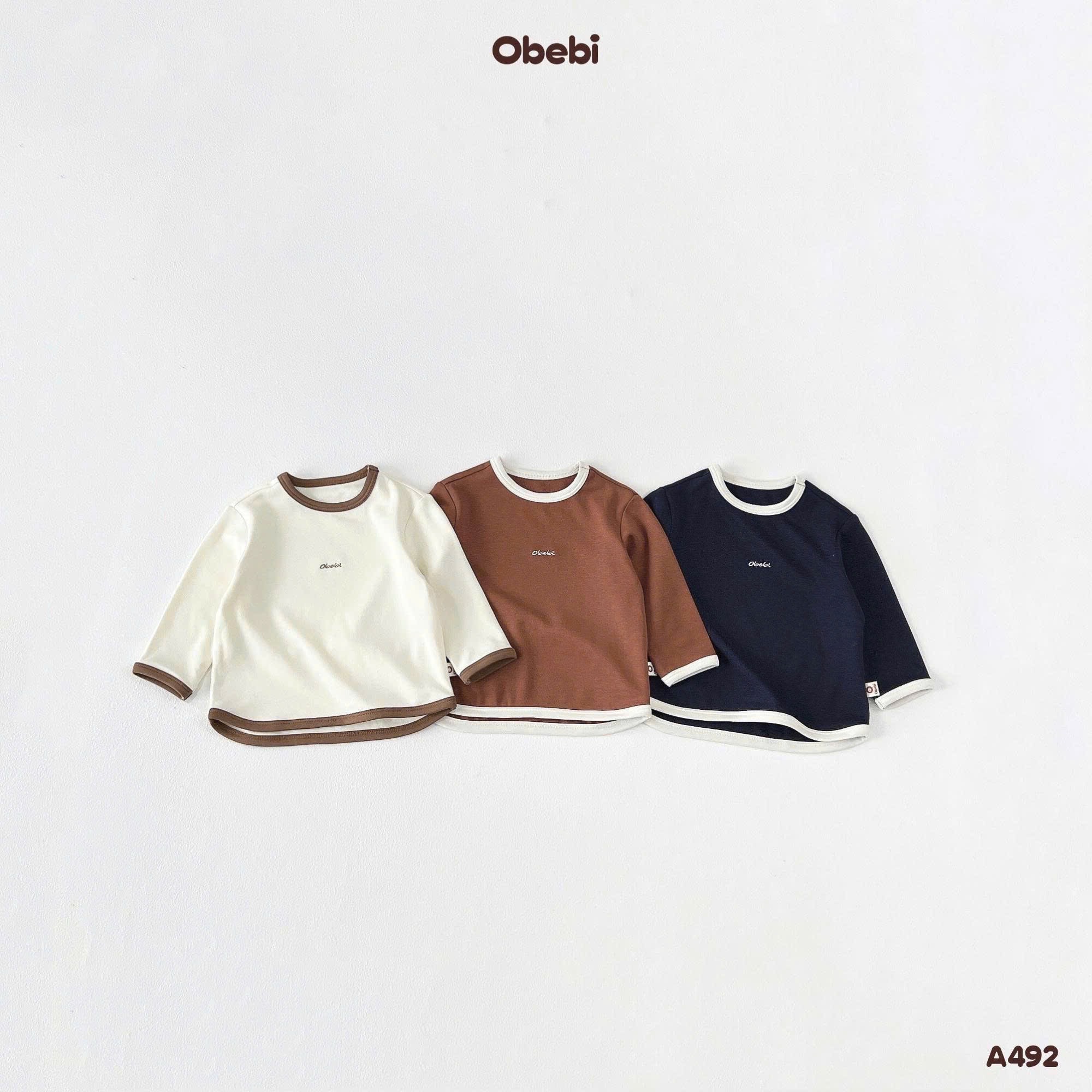 OBEBI - Áo thun dài tay vạt cong(73-120)