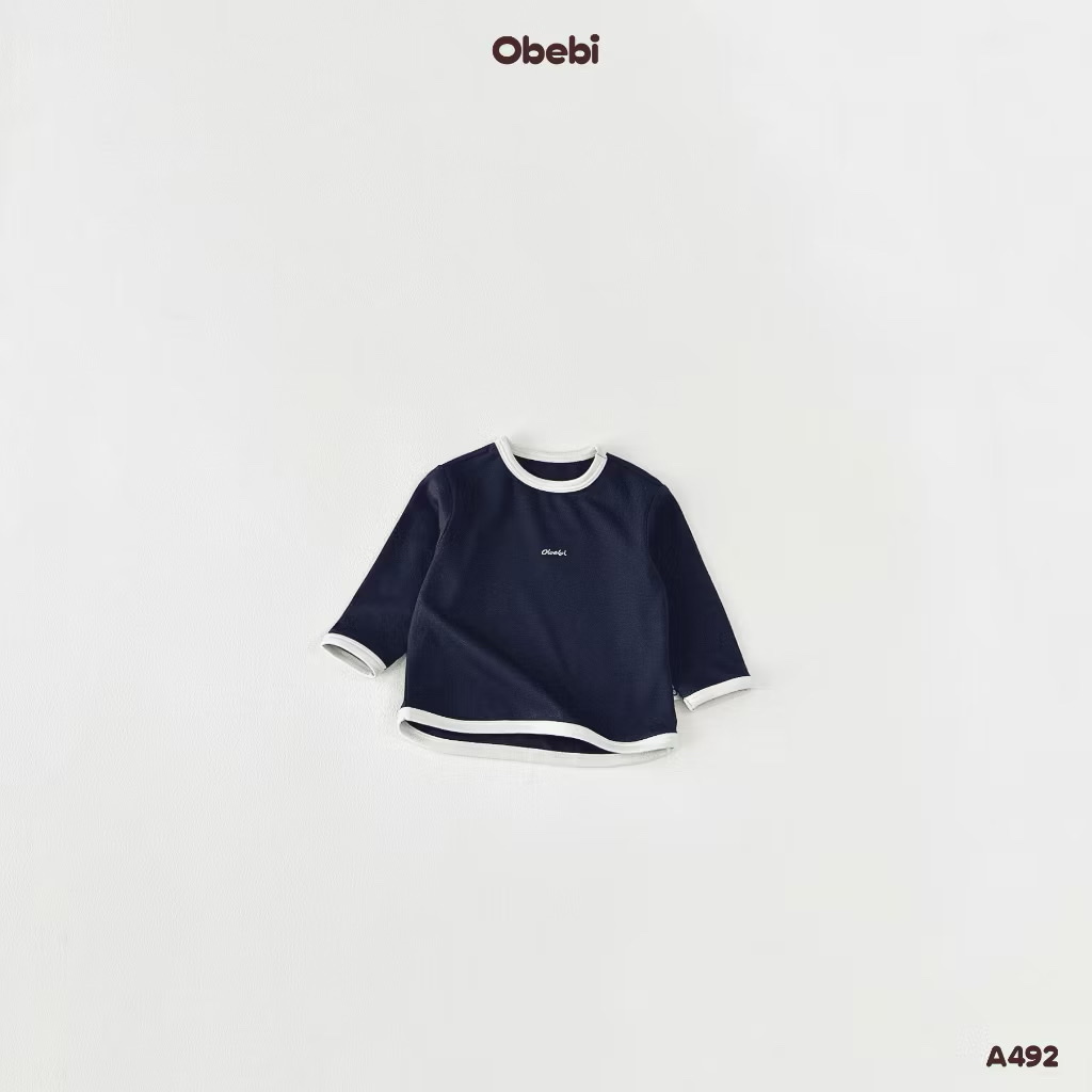 OBEBI - Áo thun dài tay vạt cong(73-120)