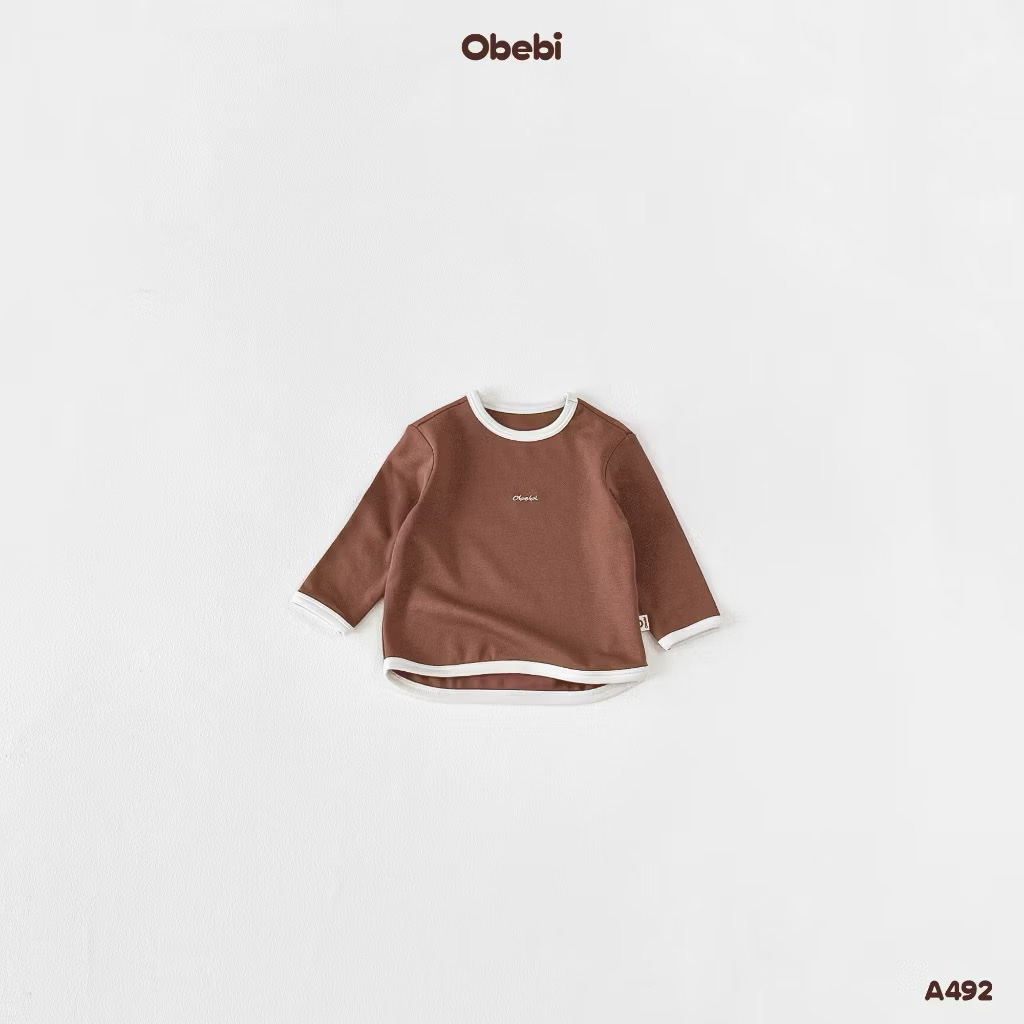 OBEBI - Áo thun dài tay vạt cong(73-120)