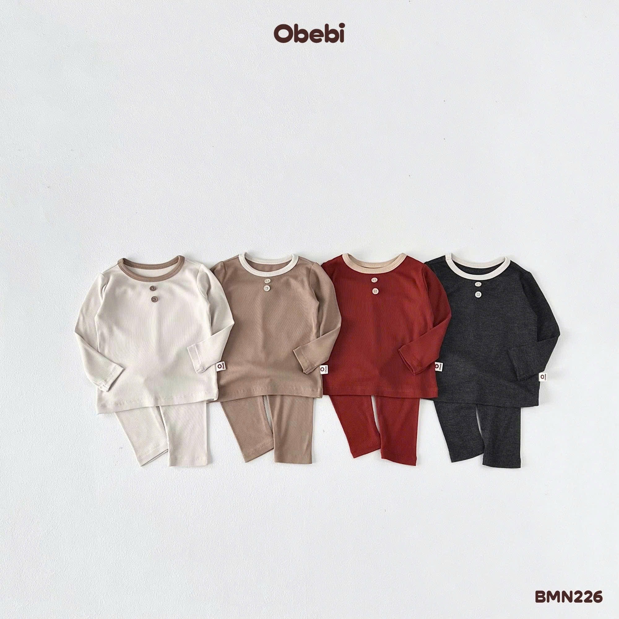 OBEBI - Bộ mặc nhà dài tay đính cúc(66-110)