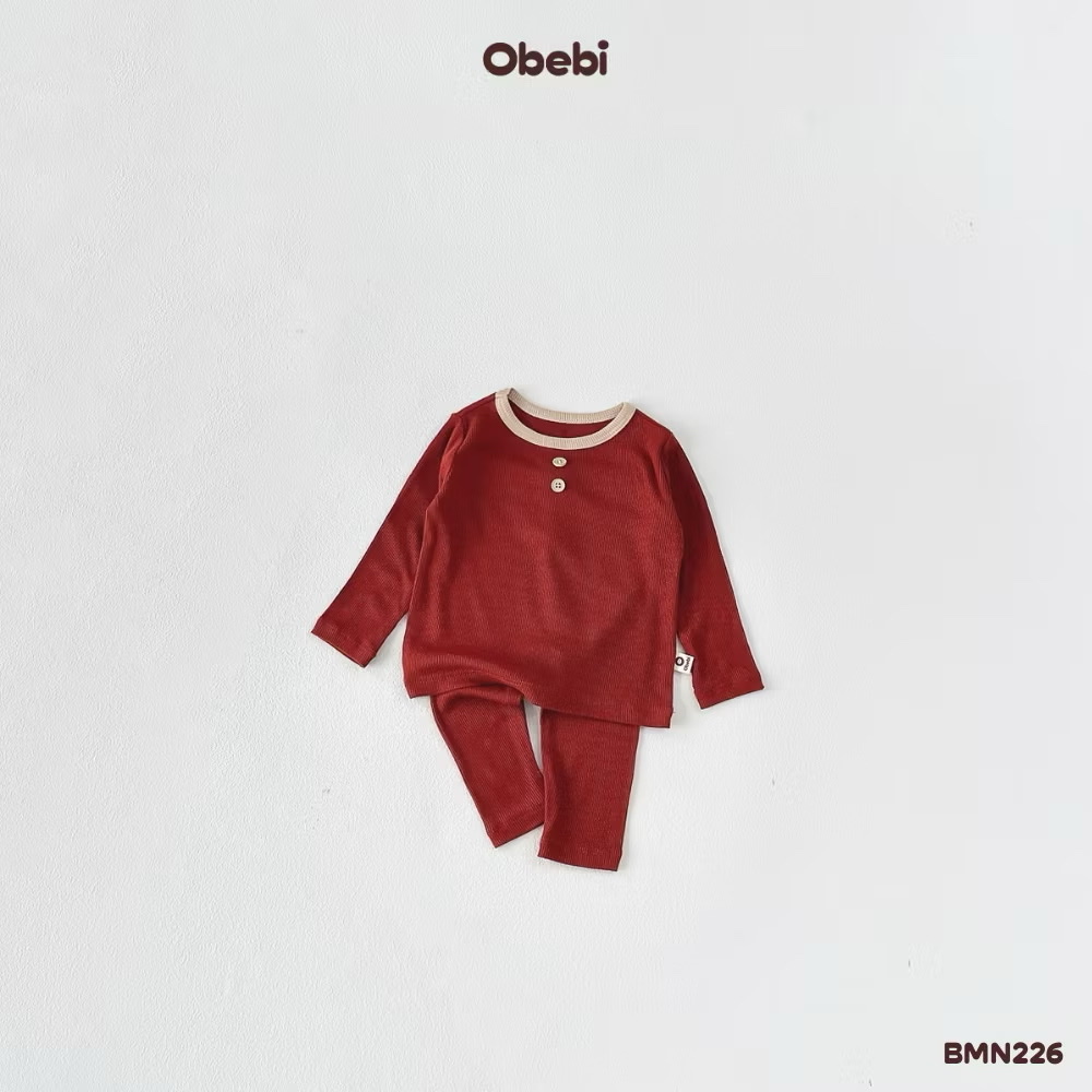 OBEBI - Bộ mặc nhà dài tay đính cúc(66-110)