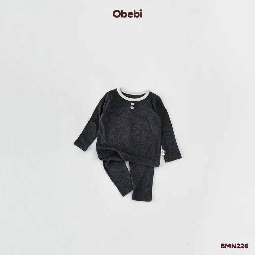 OBEBI - Bộ mặc nhà dài tay đính cúc(66-110)