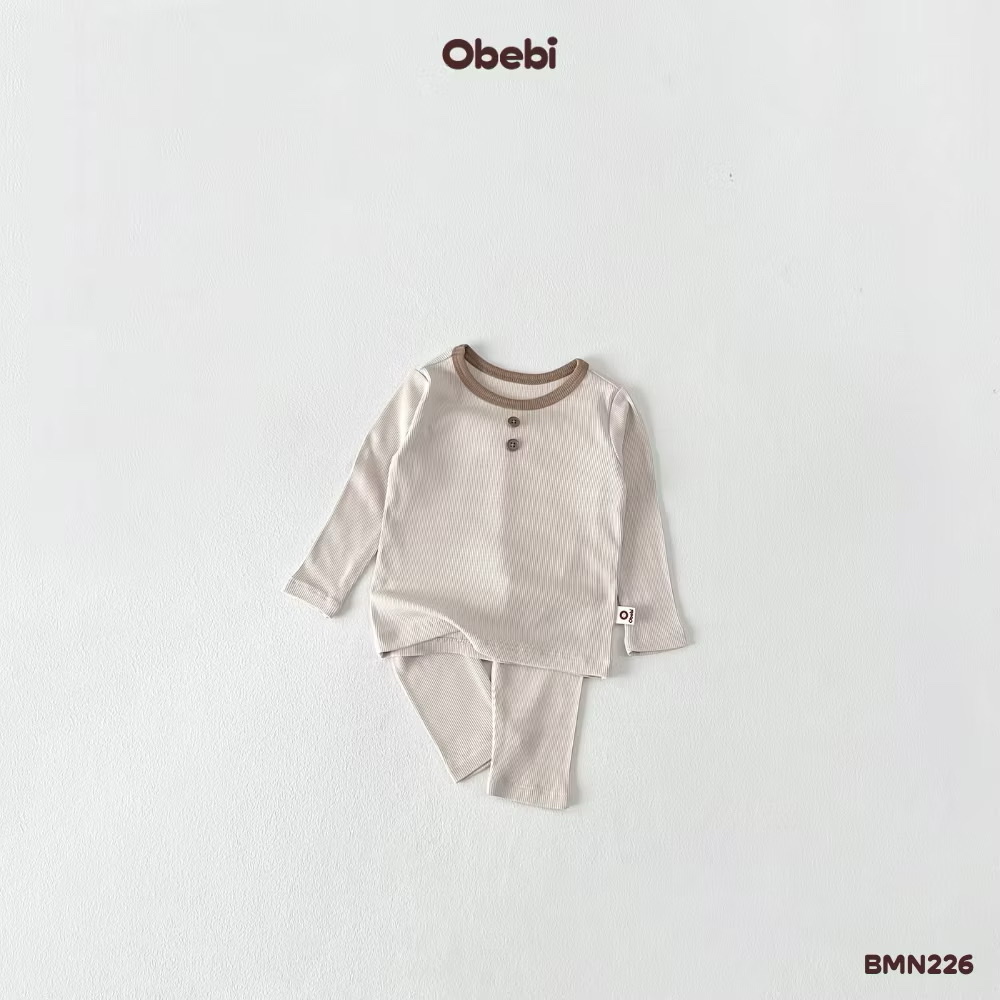 OBEBI - Bộ mặc nhà dài tay đính cúc(66-110)