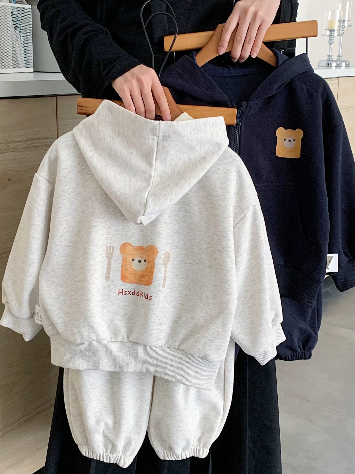 TL - Bộ nỉ khoá kéo in Gấu(90-140)