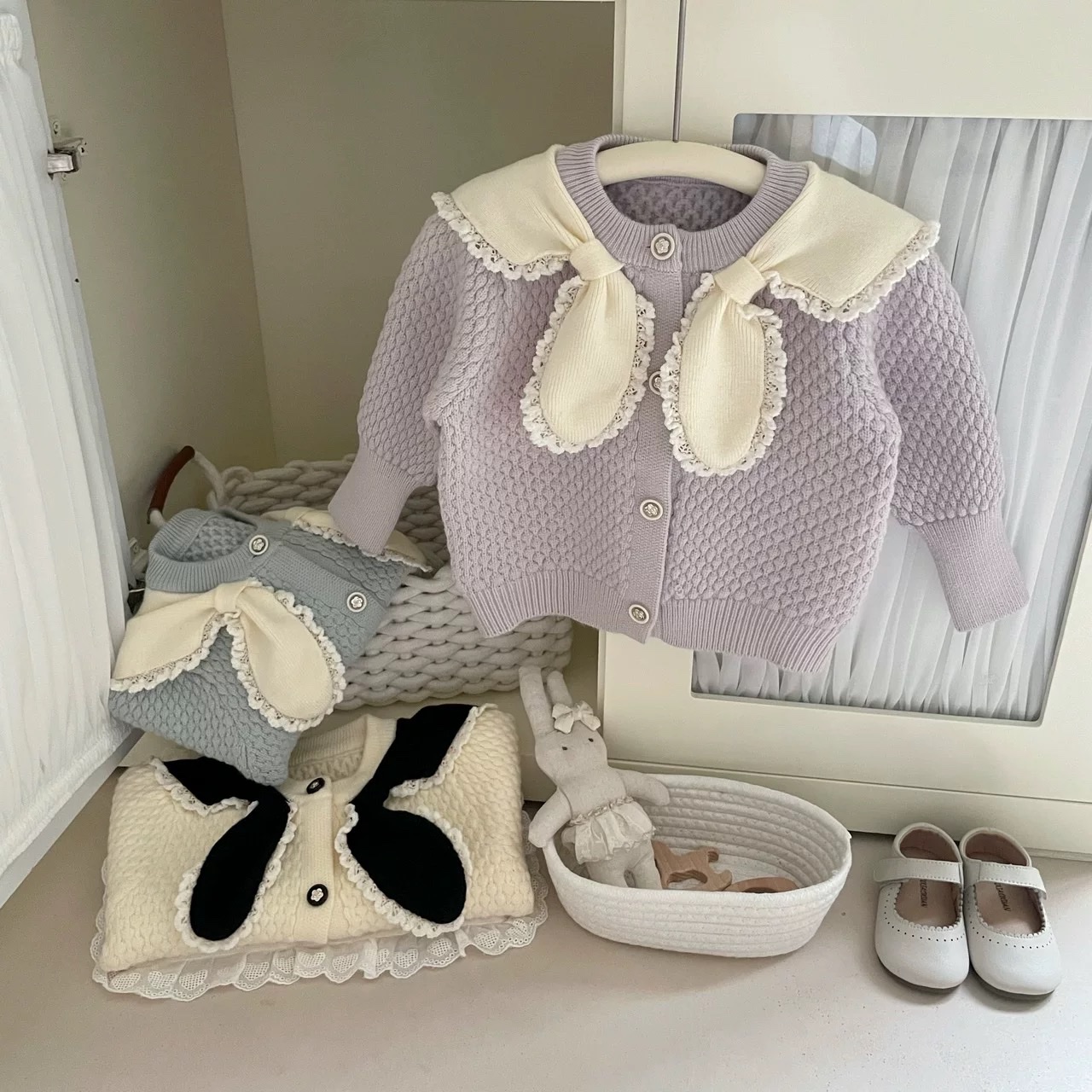 BK - Cardigan len cổ khăn bèo (90-130)