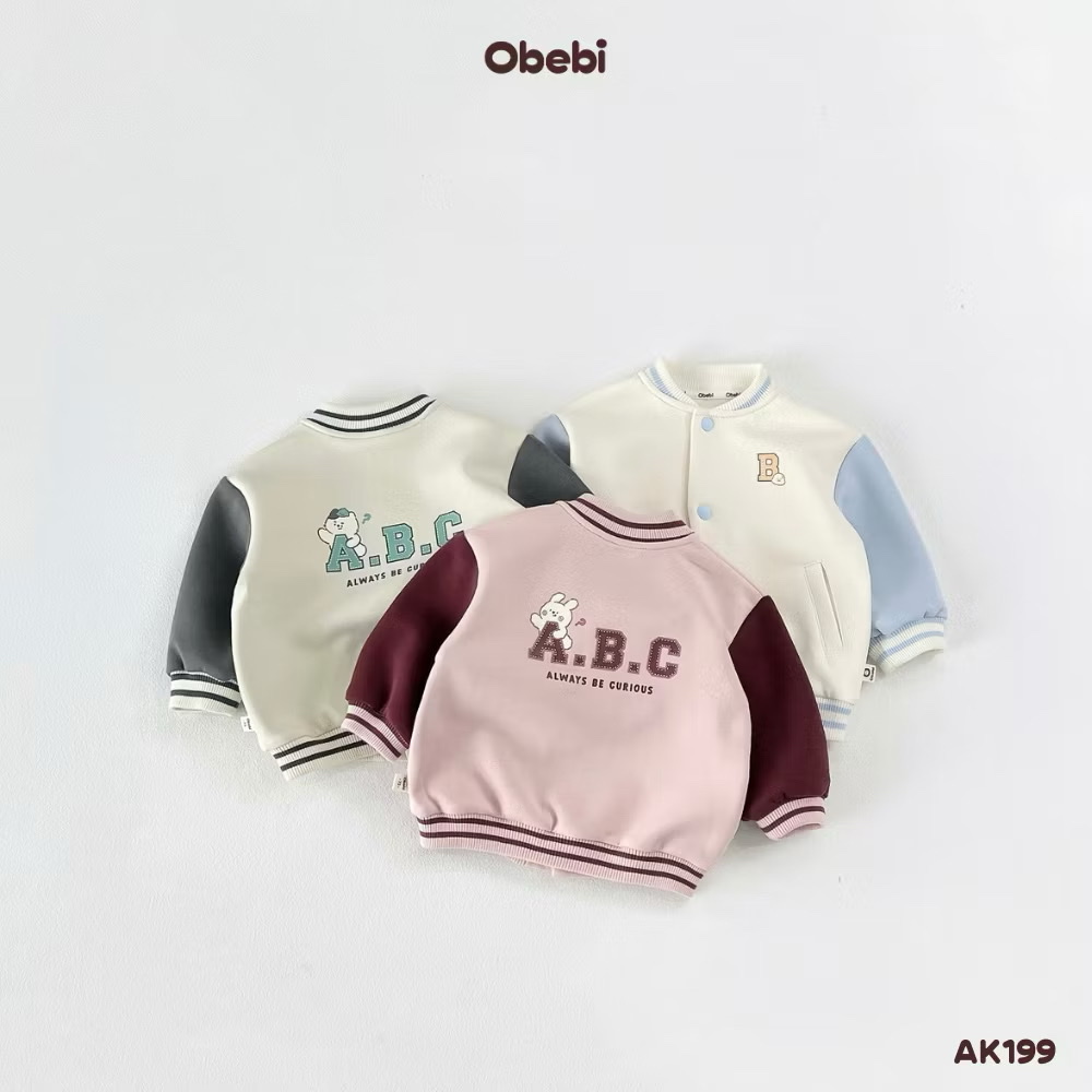 OBEBI - Áo khoác Bomber phối màu tay(73-120)