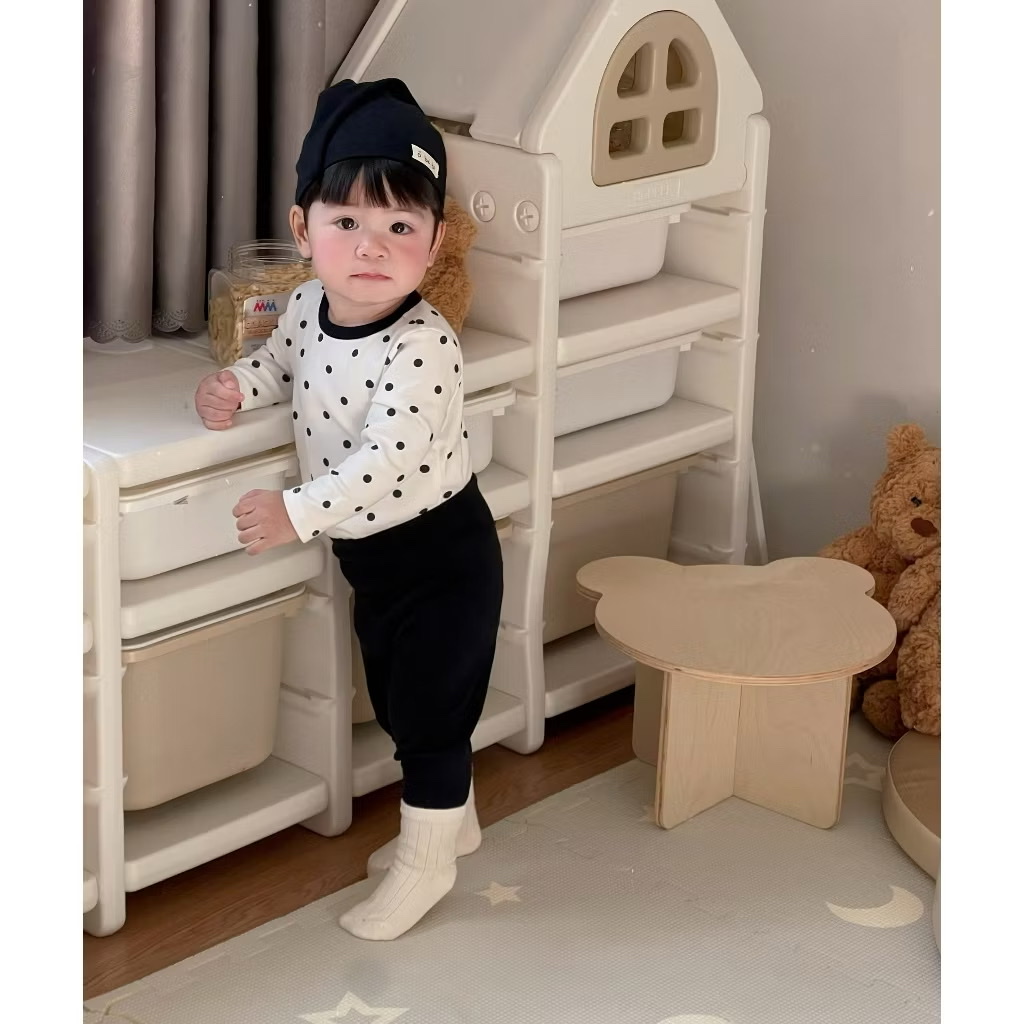 OBEBI - Bộ mặc nhà chấm bi kèm mũ (73-120)