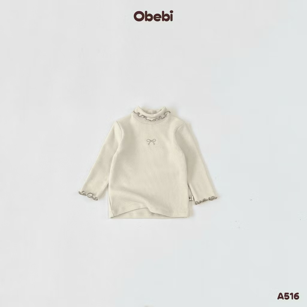 OBEBI - Áo giữ nhiệt cổ 3 phân thêu nơ(73-120)