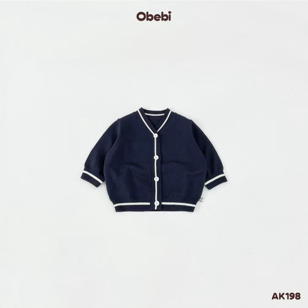 OBEBI - Áo khoác dệt len phối kẻ(73-120)