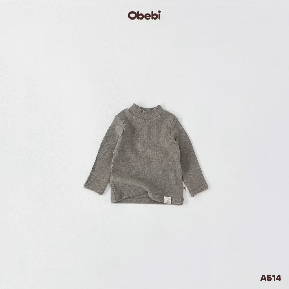 OBEBI - Áo thun giữ nhiệt trơn cổ 3 phân(66-120)