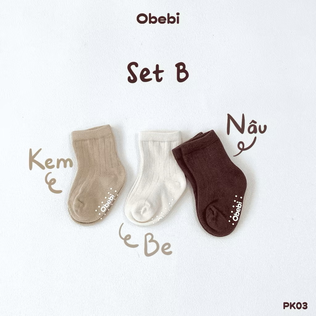 OBEBI - Set 3 đôi tất Basic (S,M,L)