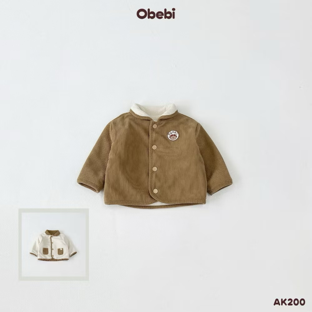 OBEBI - Áo khoác lông cừu hai mặt giữ ấm(73-120)