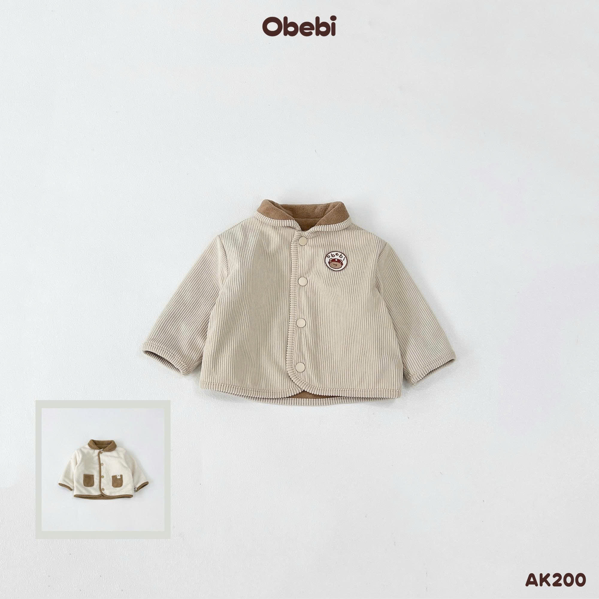 OBEBI - Áo khoác lông cừu hai mặt giữ ấm(73-120)