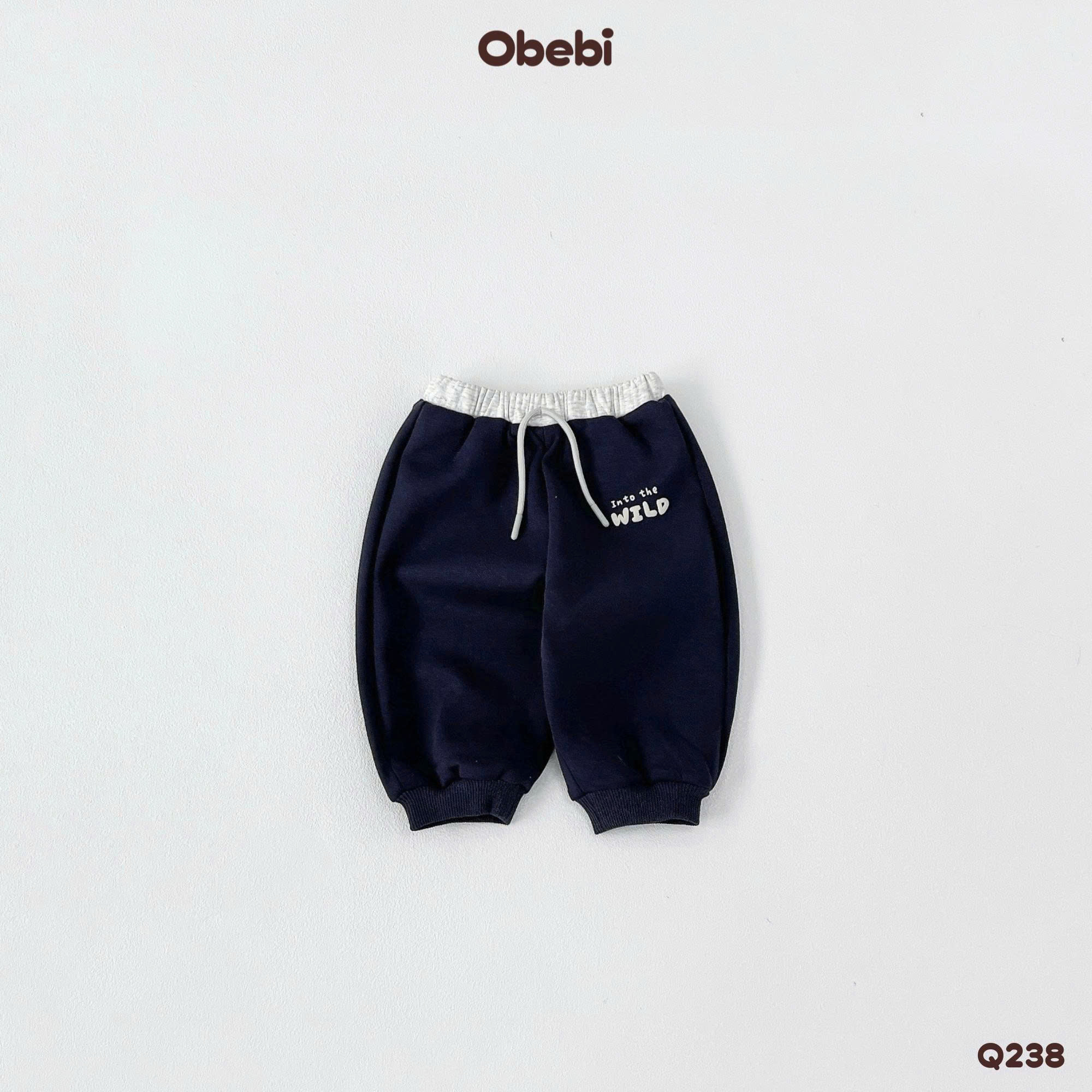 OBEBI - Quần nỉ jogger phối màu cạp (73-120)