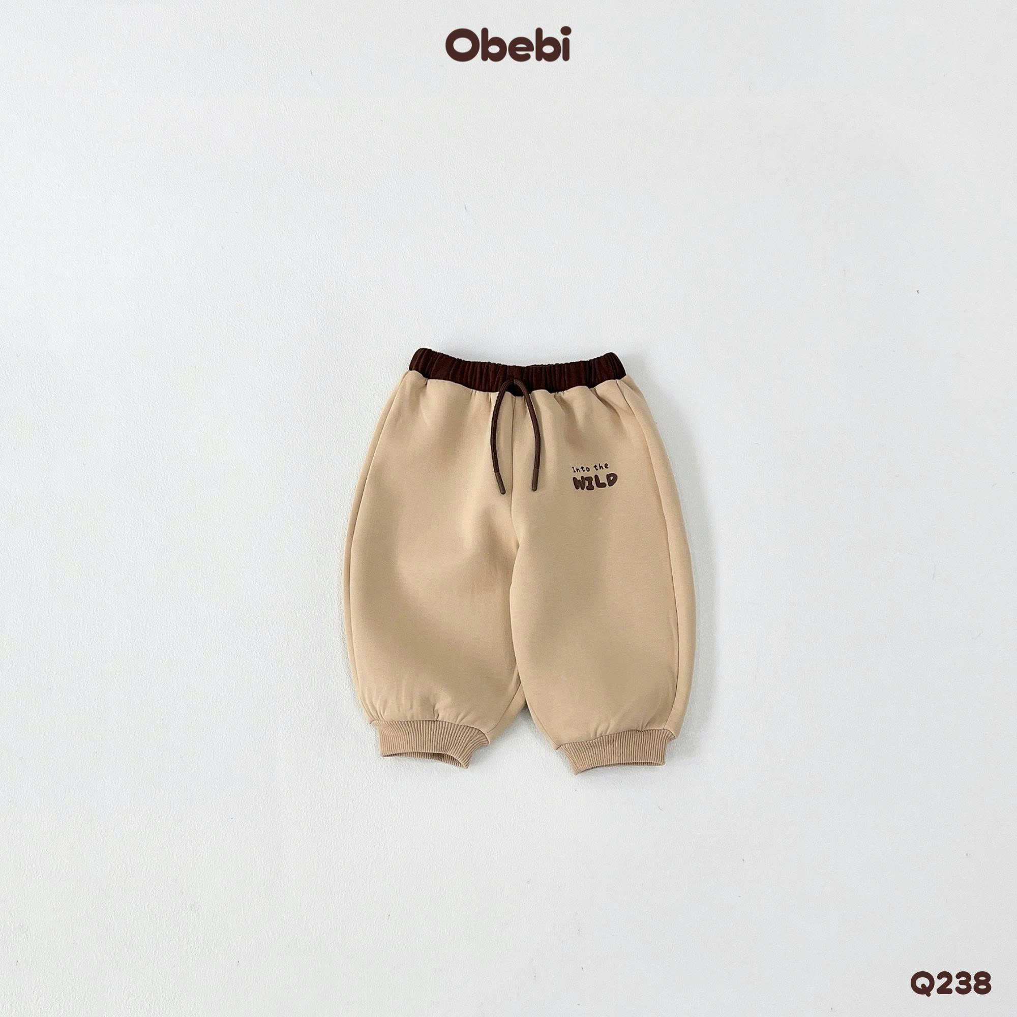 OBEBI - Quần nỉ jogger phối màu cạp (73-120)