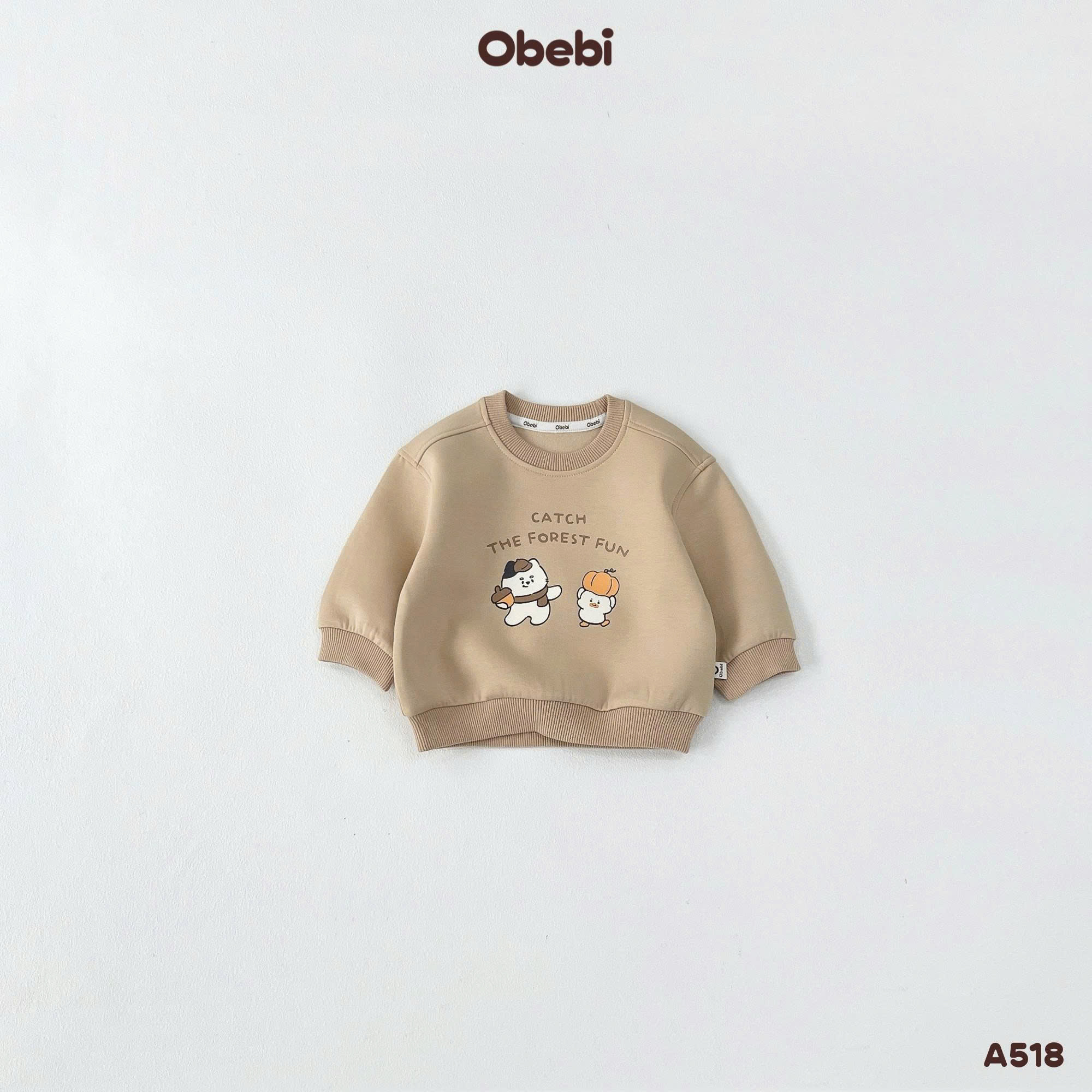OBEBI - Áo nỉ cổ tròn in hình OBEBI (73-120)