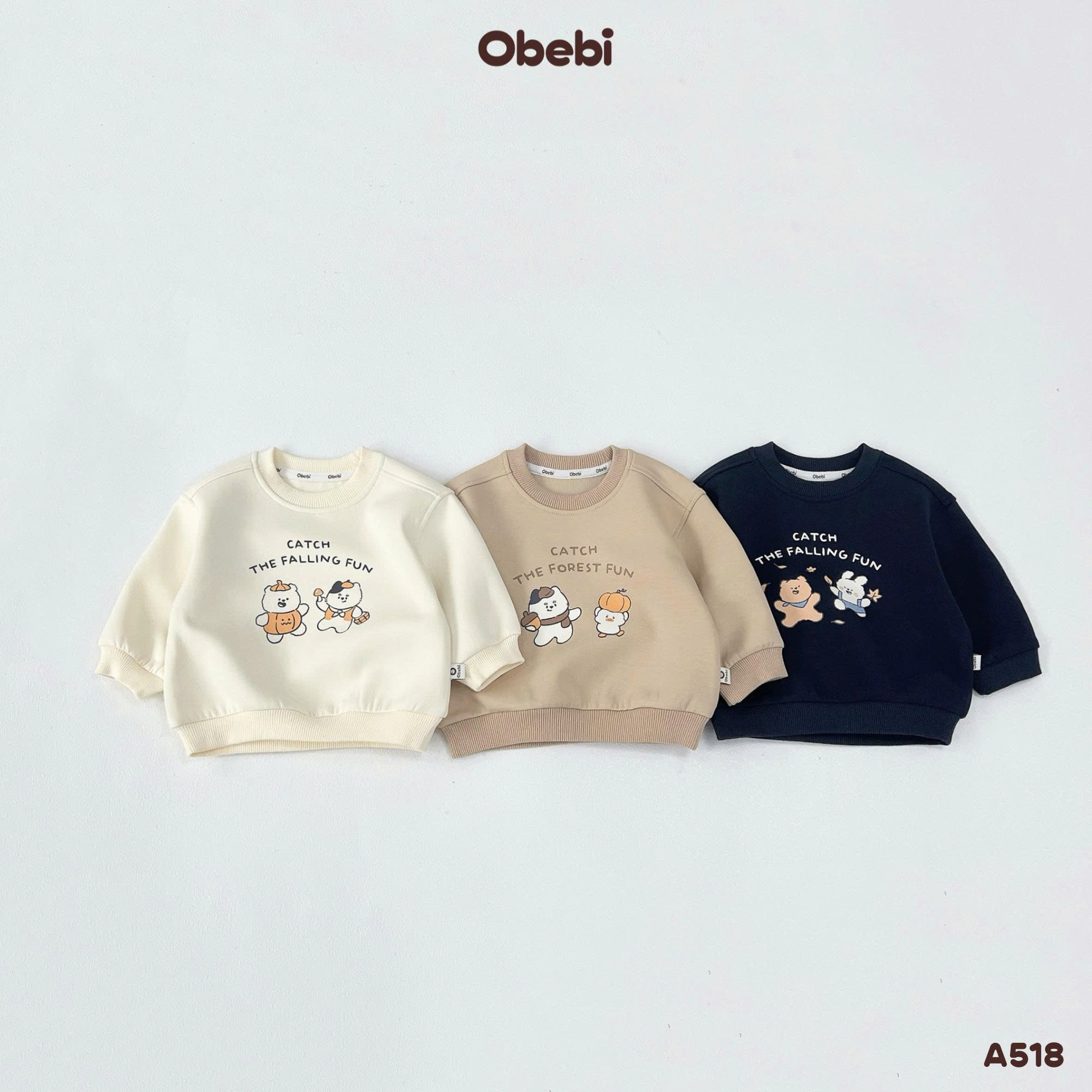 OBEBI - Áo nỉ cổ tròn in hình OBEBI (73-120)