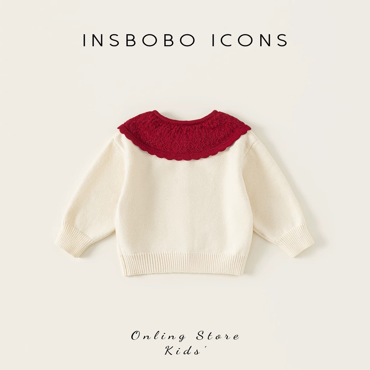 TL - Cardigan len cổ bẻ Cherry đỏ(80-140)