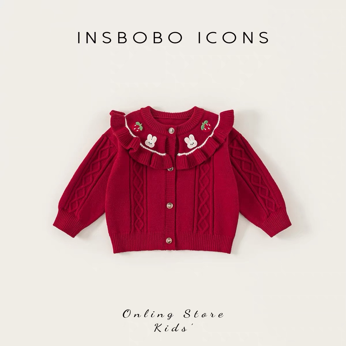 TL - Cardigan len đỏ cổ thỏ(80-140)