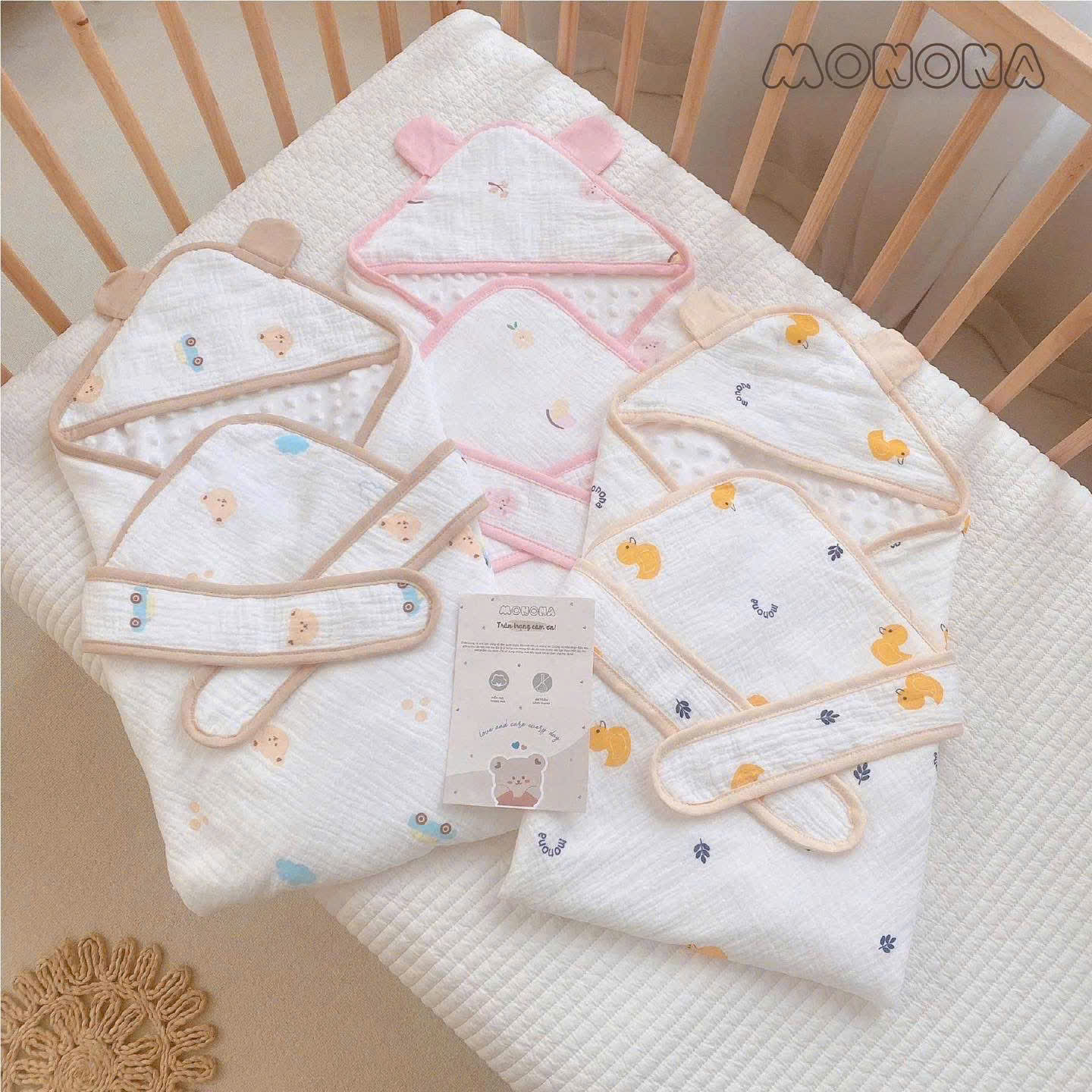 MONONA - Ủ CHOÀNG MUSLIN HẠT ĐẬU