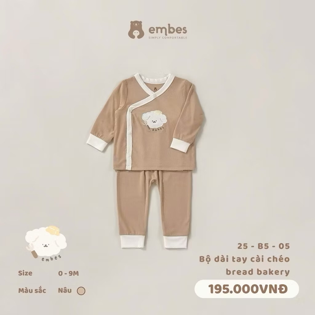 EMBES - Bộ dài tay cài chéo bread bakery(0-9M)