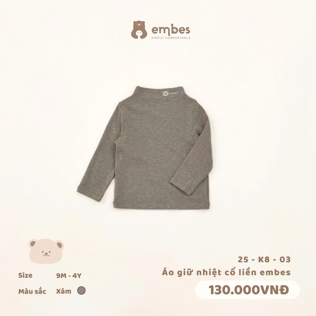 EMBES - Áo giữ nhiệt cổ liền Embes(9M-4Y)