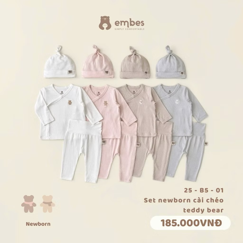 EMBES - Set newborn cài chéo teddy bear(NB)