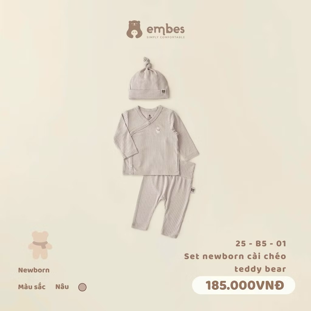 EMBES - Set newborn cài chéo teddy bear(NB)