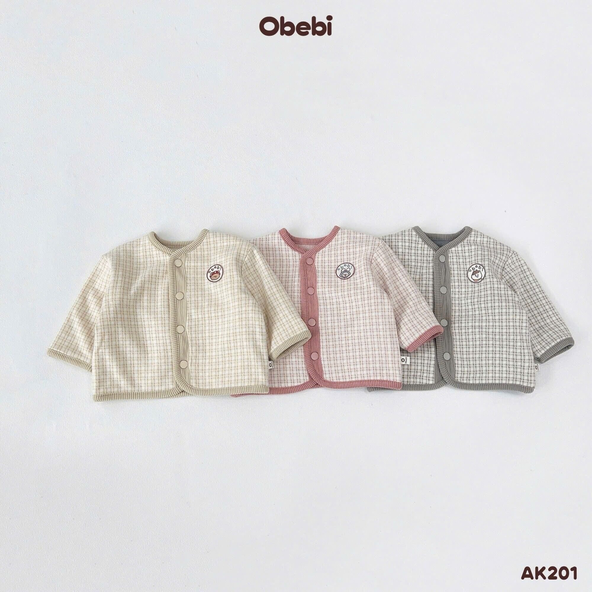 OBEBI - Áo khoác kẻ mặc 2 mặt (73-120)