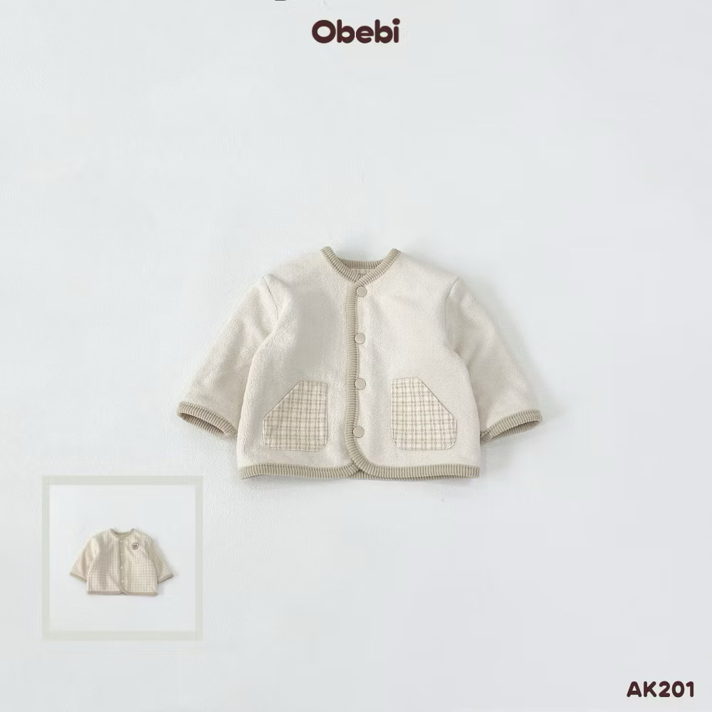 OBEBI - Áo khoác kẻ mặc 2 mặt (73-120)