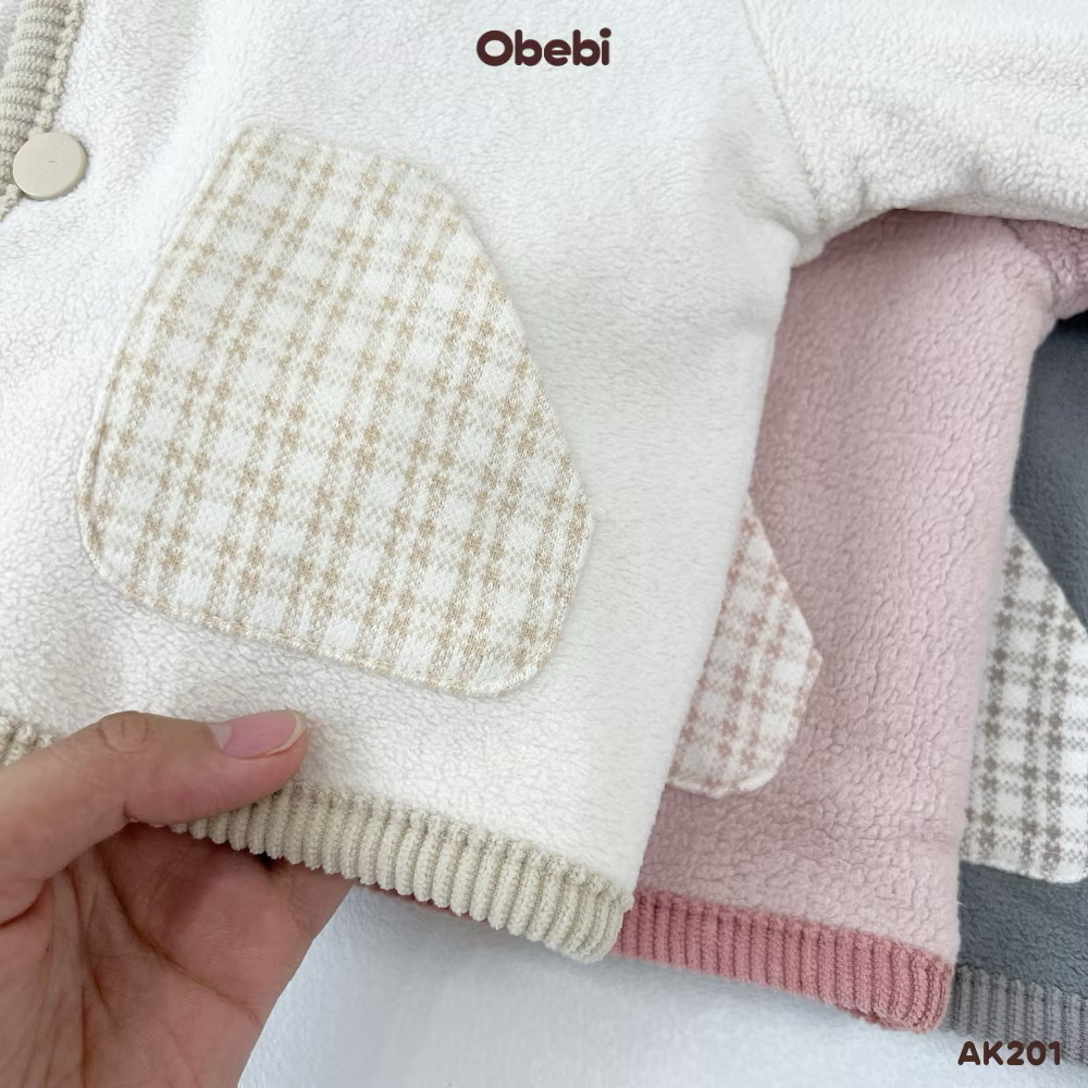 OBEBI - Áo khoác kẻ mặc 2 mặt (73-120)