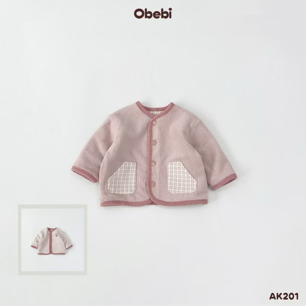 OBEBI - Áo khoác kẻ mặc 2 mặt (73-120)