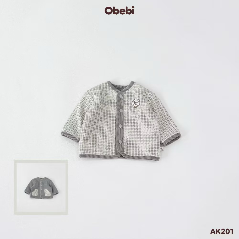 OBEBI - Áo khoác kẻ mặc 2 mặt (73-120)