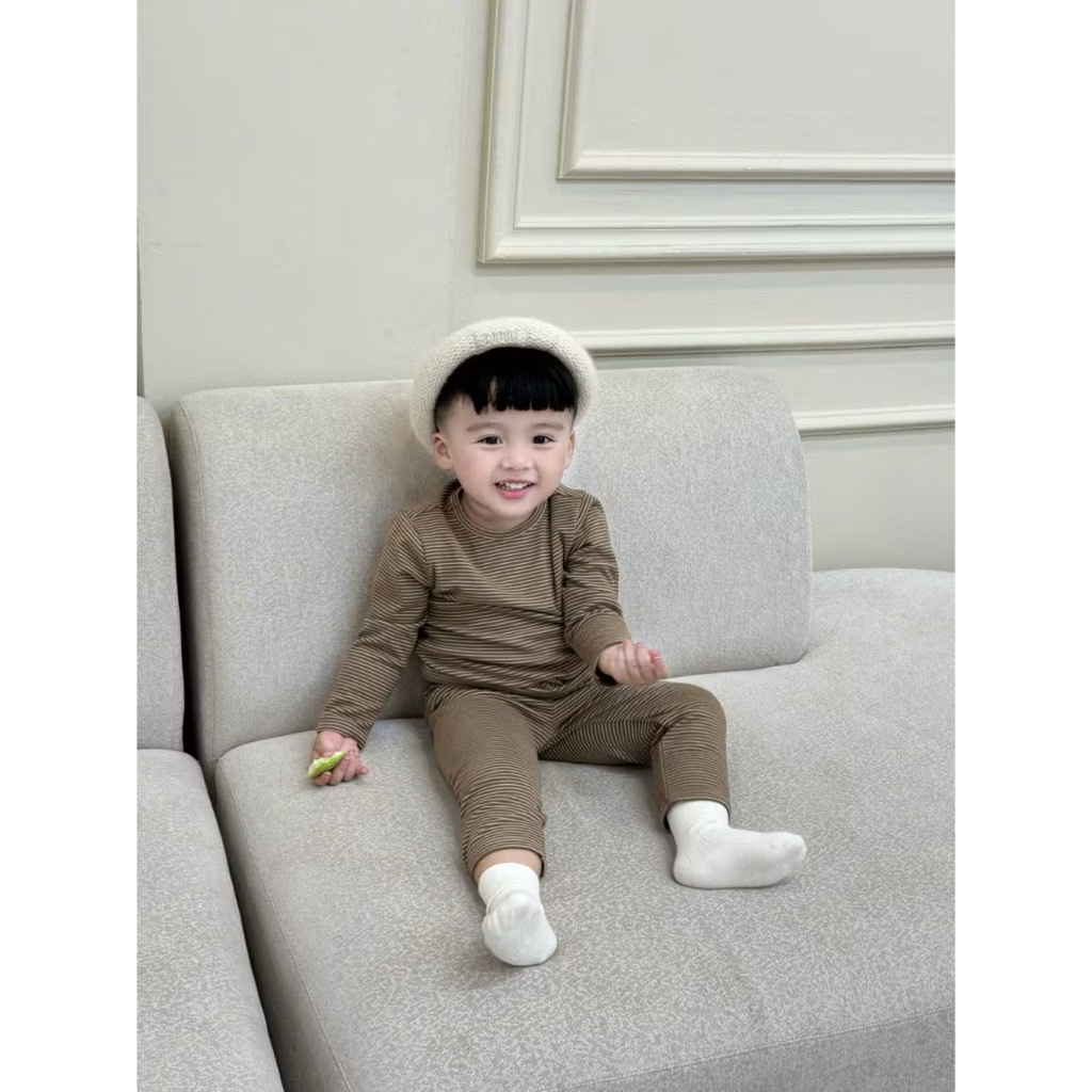 OBEBI - Bộ mặc nhà hoạ tiết kẻ(66-120)