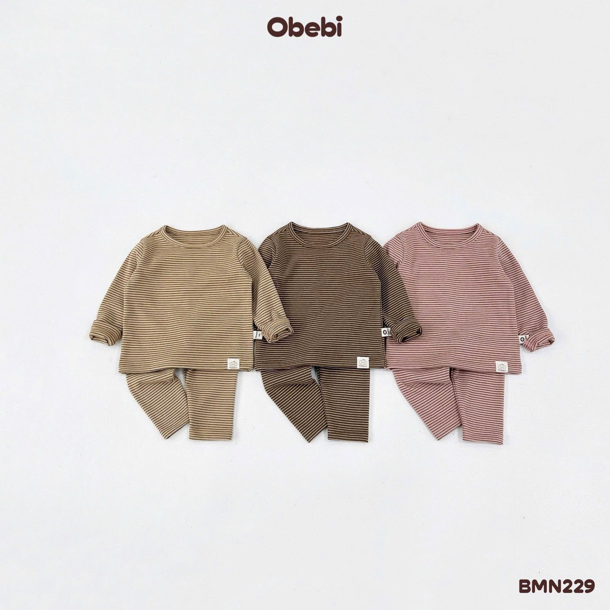 OBEBI - Bộ mặc nhà hoạ tiết kẻ(66-120)