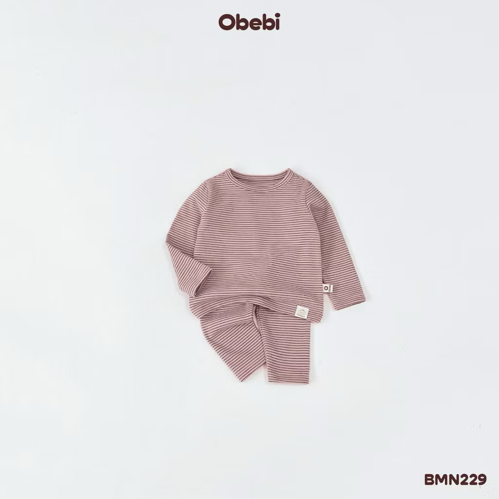 OBEBI - Bộ mặc nhà hoạ tiết kẻ(66-120)