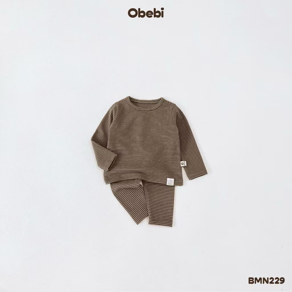 OBEBI - Bộ mặc nhà hoạ tiết kẻ(66-120)