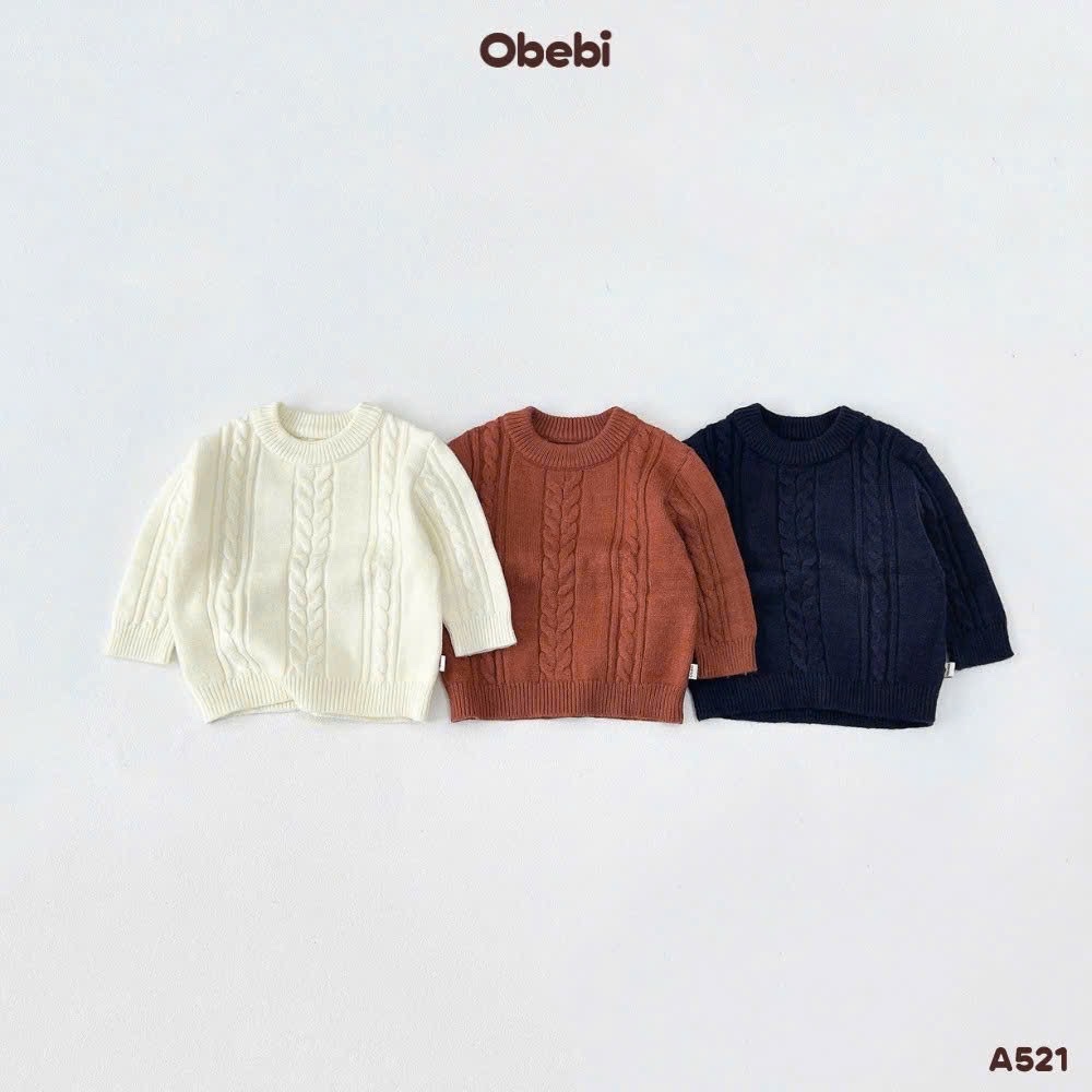 OBEBI - Áo len lông thỏ vặn thừng (73-120)